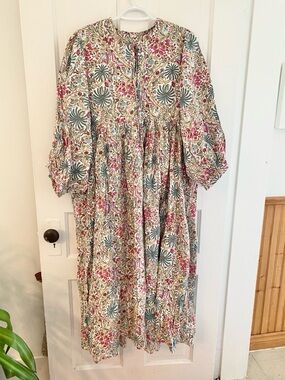 100% Cotton Floral Midi Vacation Dress